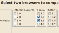 Snippet of browser version options